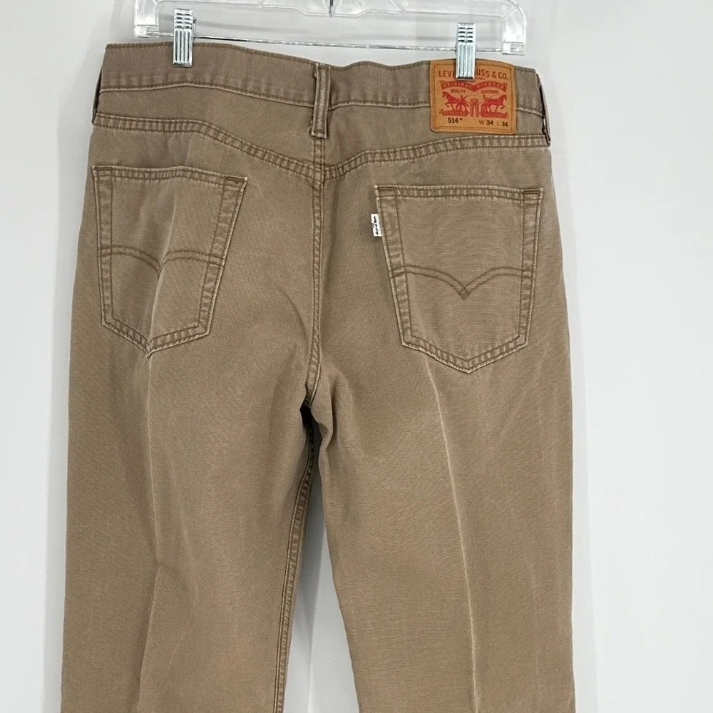 Levis 514 Straight Fit Pants Mens 34x34 Brown Tan Excellent Cotton Twill Jeans